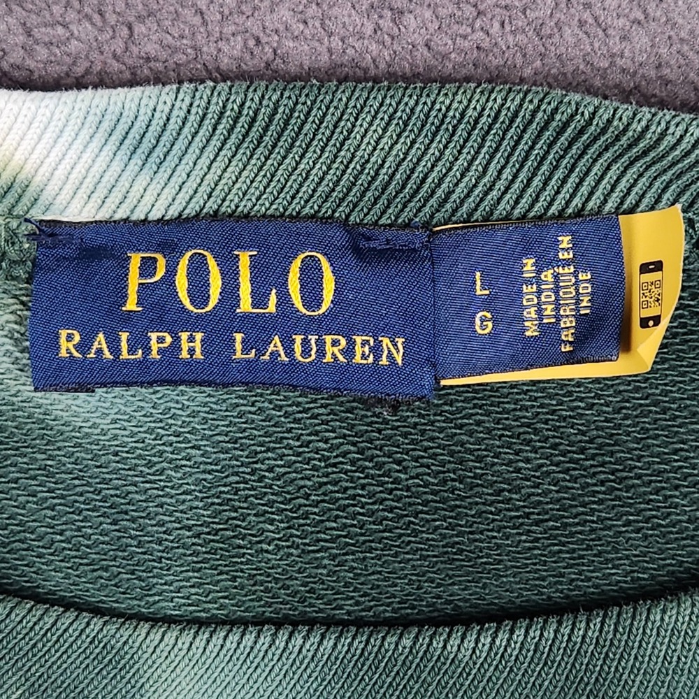 Polo Ralph Lauren Sweatshirt Womens Large Green Tie Dye Crew Neck Pullover Pony - Picture 3 of 8